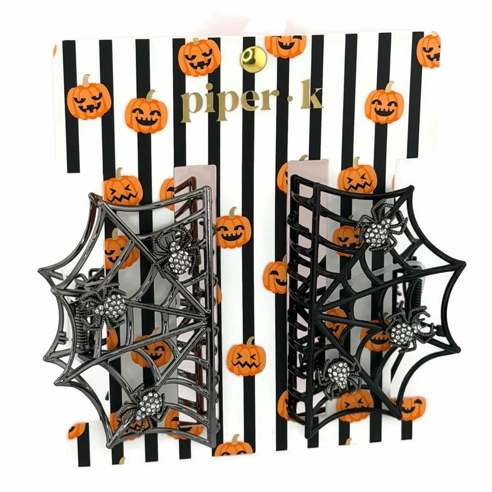Piper K Halloween Goth Spider Web Claw Clips - Set of 2